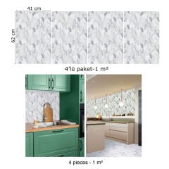 Tink Beyaz Petek Mermer Desenli Panel Pvc 41X62 cm 1 m² (4 Adet)