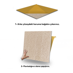 Tink Kendinden Yapışkanlı Keçe Karo Duvar Kağıdı Desenli Devetüyü 48x48 cm