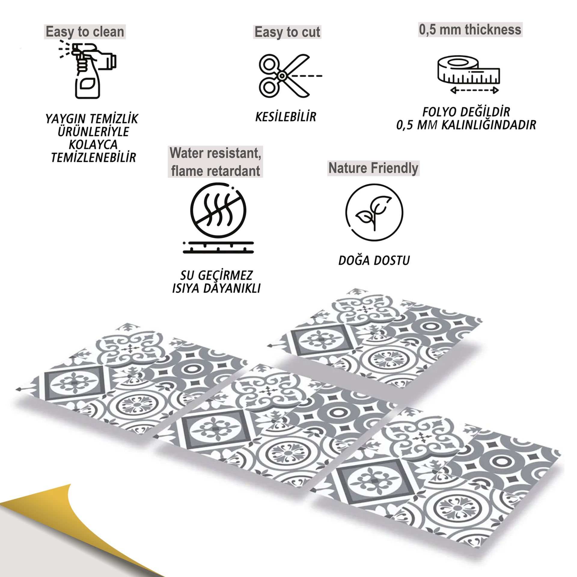 Tink Kendinden Yapışkanlı Pvc Kaplama Geometrik 010 Desenli 30x30 cm