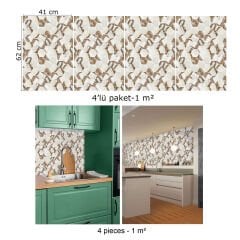 Tink Kahverengi Petek Mermer Desenli Panel Pvc 41X62 cm 1 m² (4 Adet)