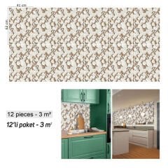 Tink Kahverengi Petek Mermer Desenli Panel Pvc 41X62 cm 1 m² (4 Adet)