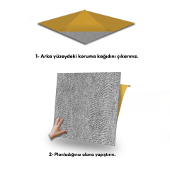Tink Kendinden Yapışkanlı Keçe Karo Duvar Kağıdı Desenli Gri 48x48 cm