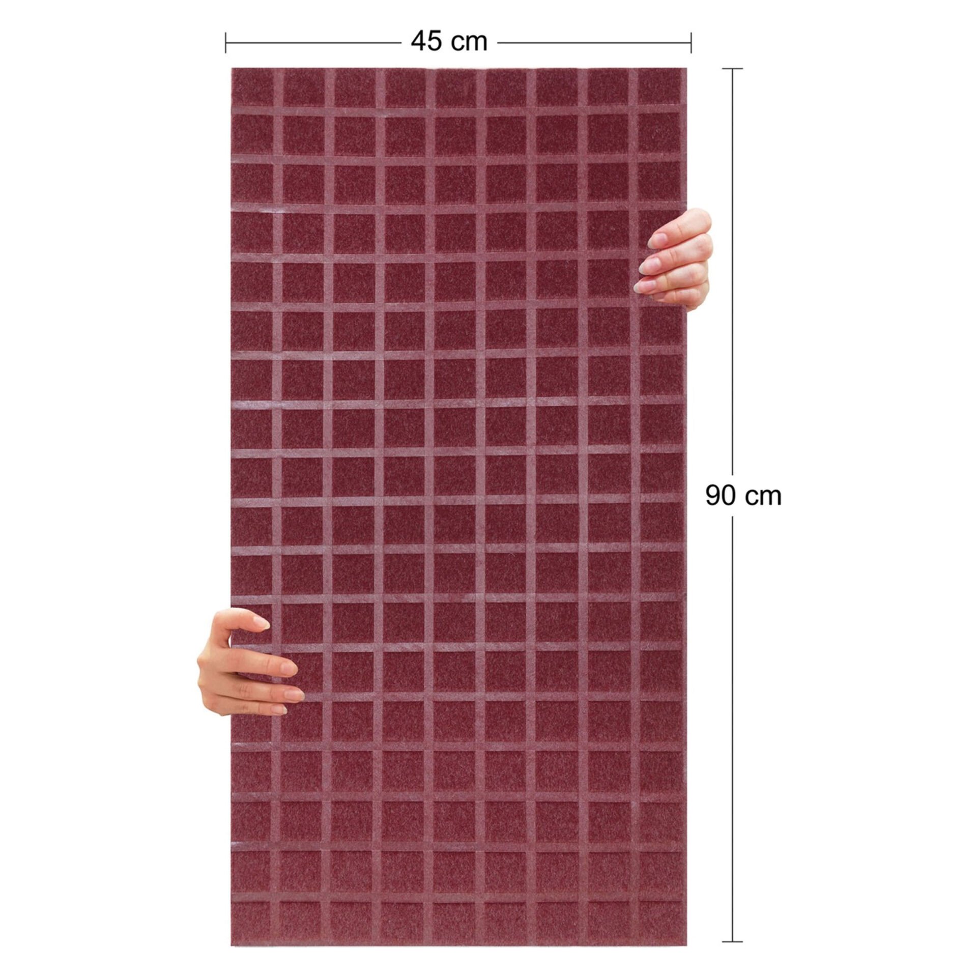 Tink Akustik Ve Dekoratif Keçe Panel Kare Desenli 45x90 Cm / 2 Adet / 0,81 m² BORDO