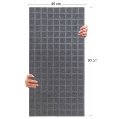 Tink Akustik Ve Dekoratif Keçe Panel Kare Desenli 45x90 Cm / 2 Adet / 0,81 m² GRİ