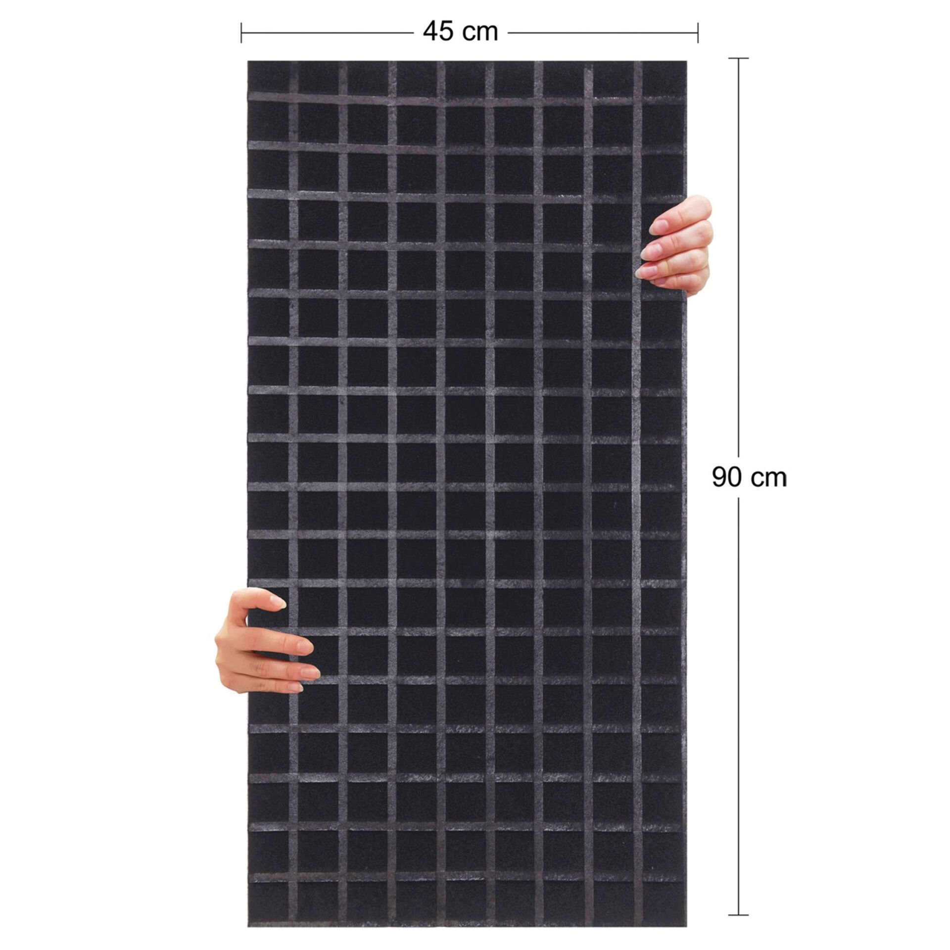 Tink Akustik Ve Dekoratif Keçe Panel Kare Desenli 45x90 Cm / 2 Adet / 0,81 m² SİYAH