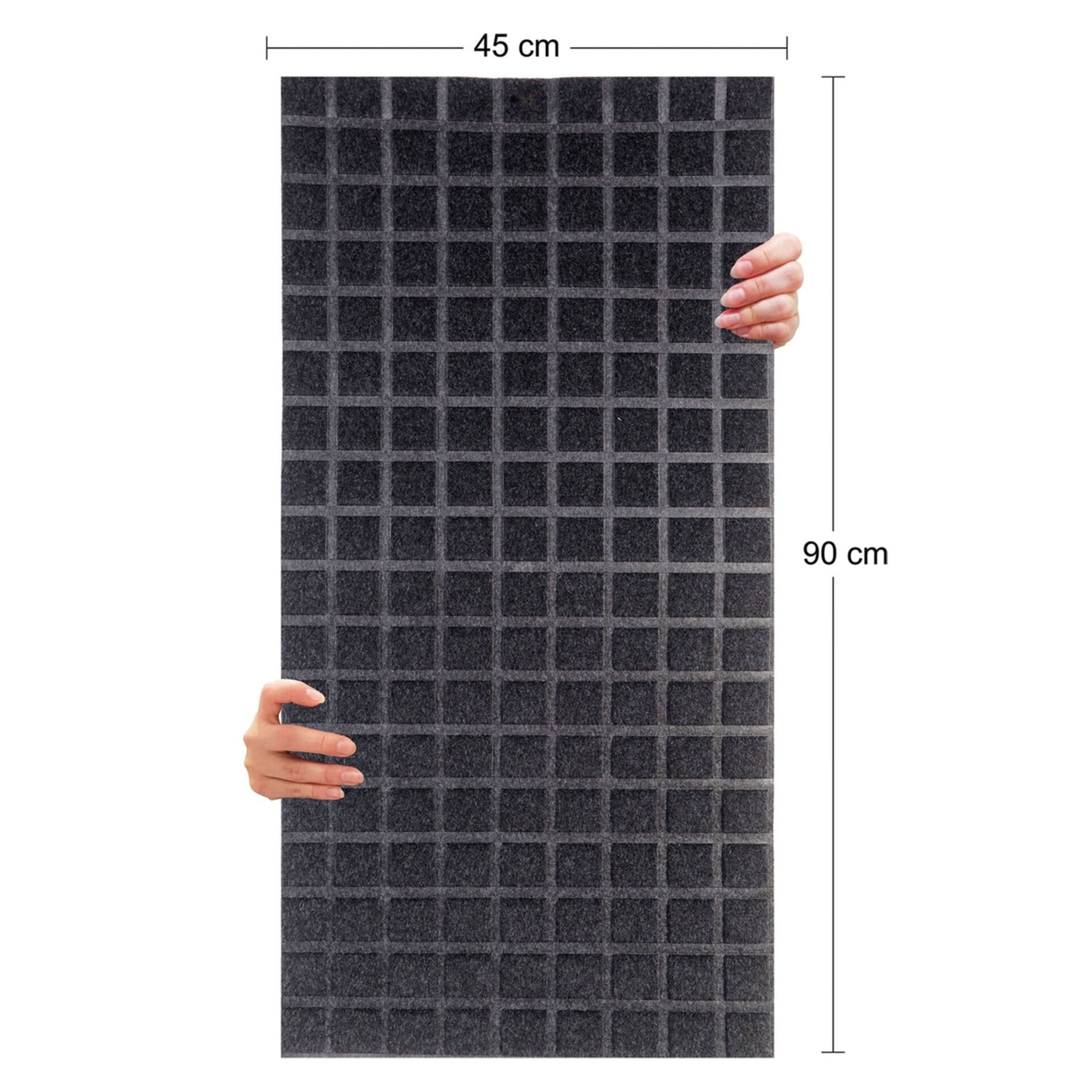 Tink Akustik Ve Dekoratif Keçe Panel Kare Desenli 45x90 Cm / 2 Adet / 0,81 m² ANTRASİT