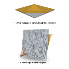 Tink Kendinden Yapışkanlı Keçe Karo Geometrik Desenli Gri 48x48 cm