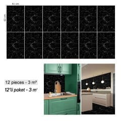 Tink Siyah-Beyaz Mermer Desenli Panel Pvc 41X62 cm
