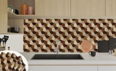 Tink Kendinden Yapışkanlı Geometrik Ahşap Desenli 30x30 cm Pvc Karo Kaplama 1 m2 (11 Adet)