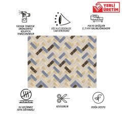 Tink Colored Herringbone Marble Patterned Panel Pvc 41X62 cm 3 m² (12 Pieces)