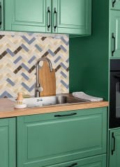 Tink Colored Herringbone Marble Patterned Panel Pvc 41X62 cm 3 m² (12 Pieces)