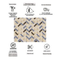 Tink Renkli Balık Sırtı Mermer Desenli Panel Pvc 41X62 cm
