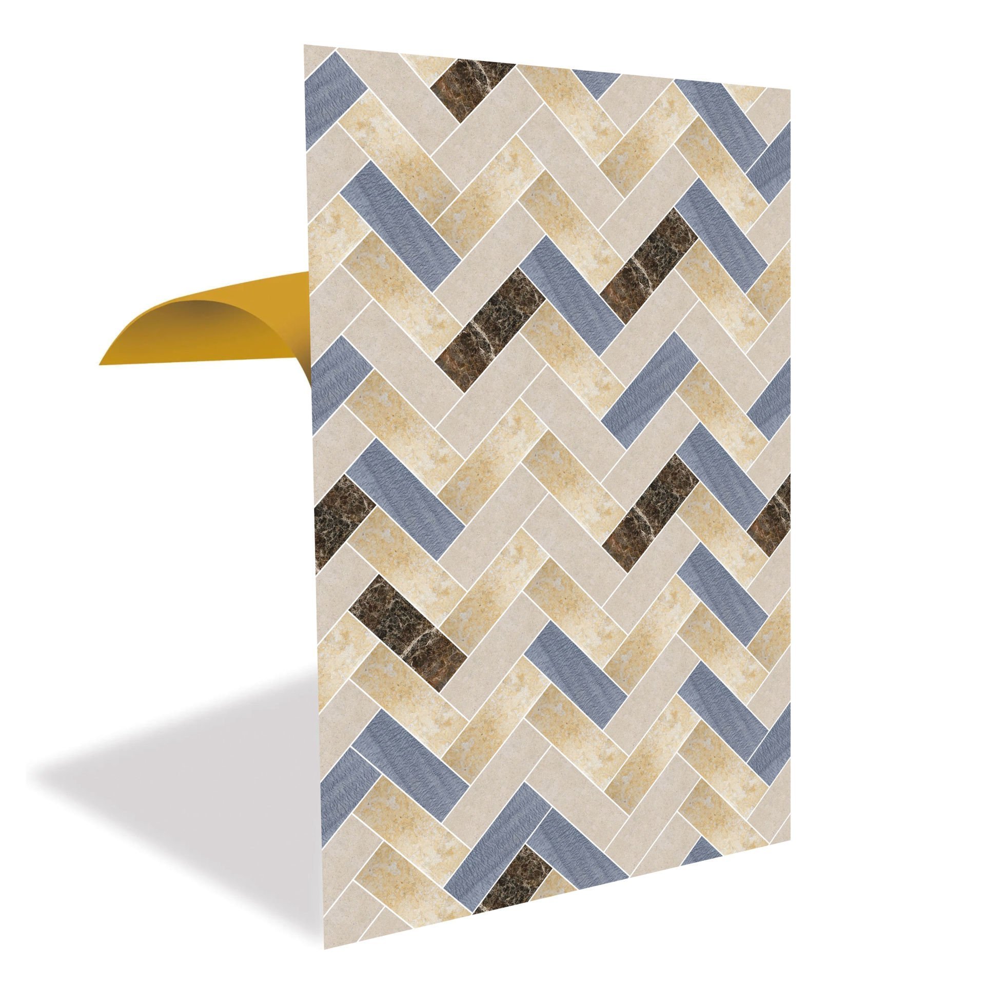 Tink Colored Herringbone Marble Patterned Panel Pvc 41X62 cm 3 m² (12 Pieces)