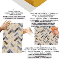 Tink Renkli Balık Sırtı Mermer Desenli Panel Pvc 41X62 cm 1 m² (4 Adet)