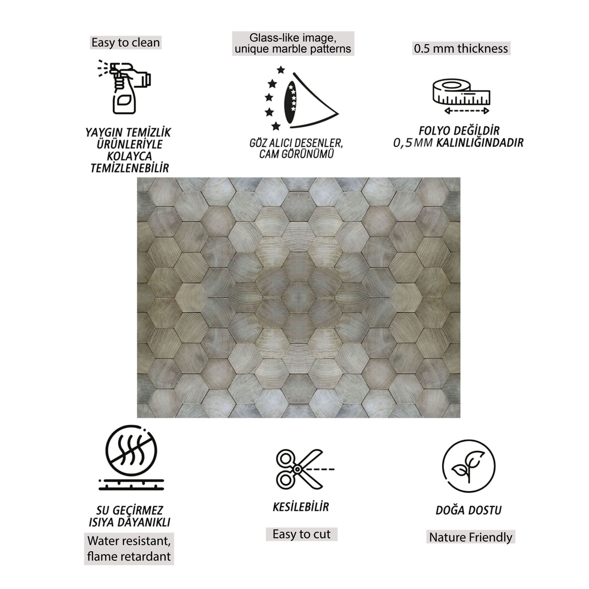 Tink Altıgen Ahşap Görünümlü Panel Pvc 41X62 cm