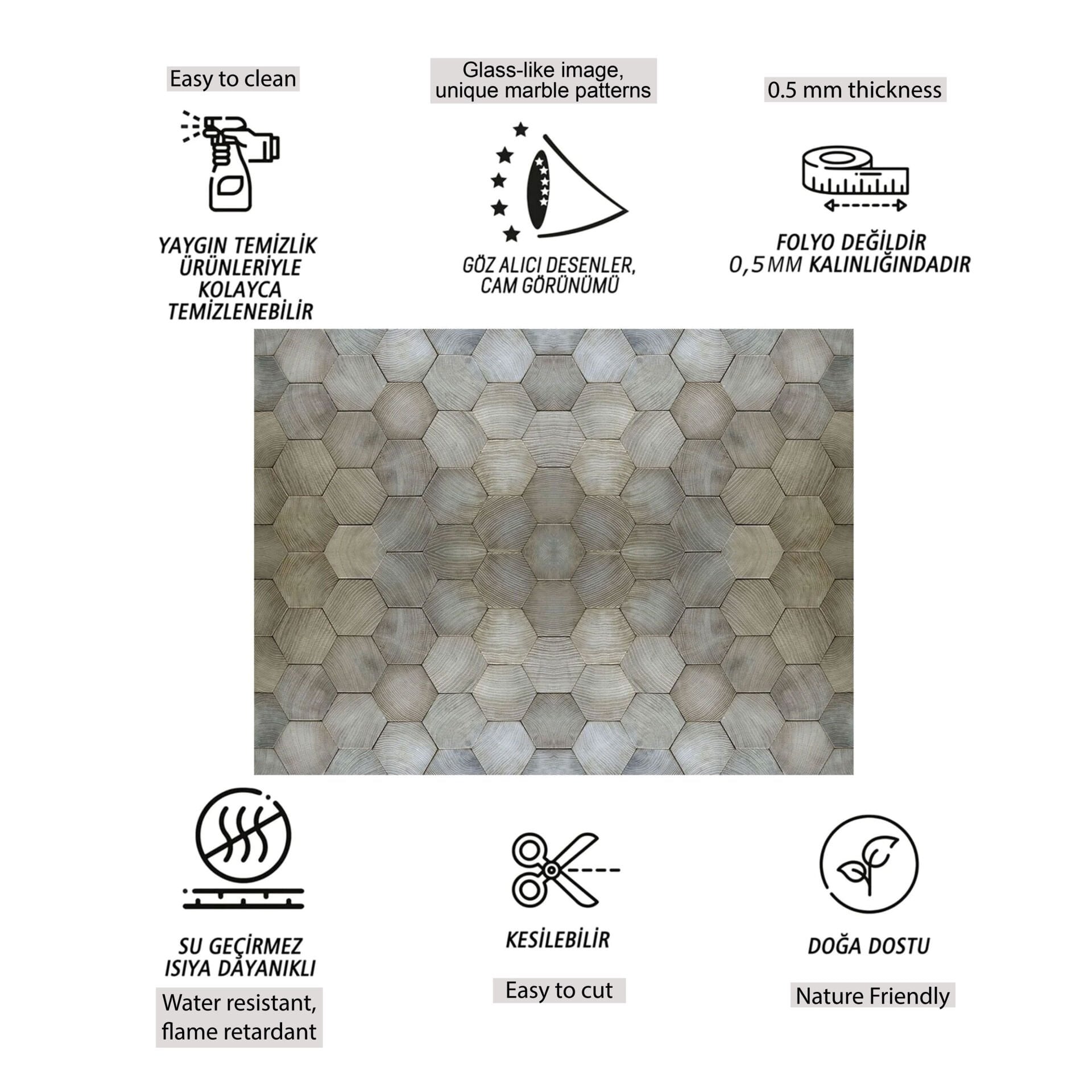 Tink Altıgen Ahşap Görünümlü Panel Pvc 41X62 cm 1 m² (4 Adet)