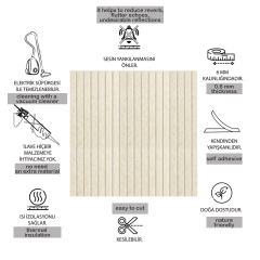 Tink Akustik Ve Dekoratif Keçe Panel Lambri Desenli 49x98 Cm / 2 Adet / 0,96 m² Ekru