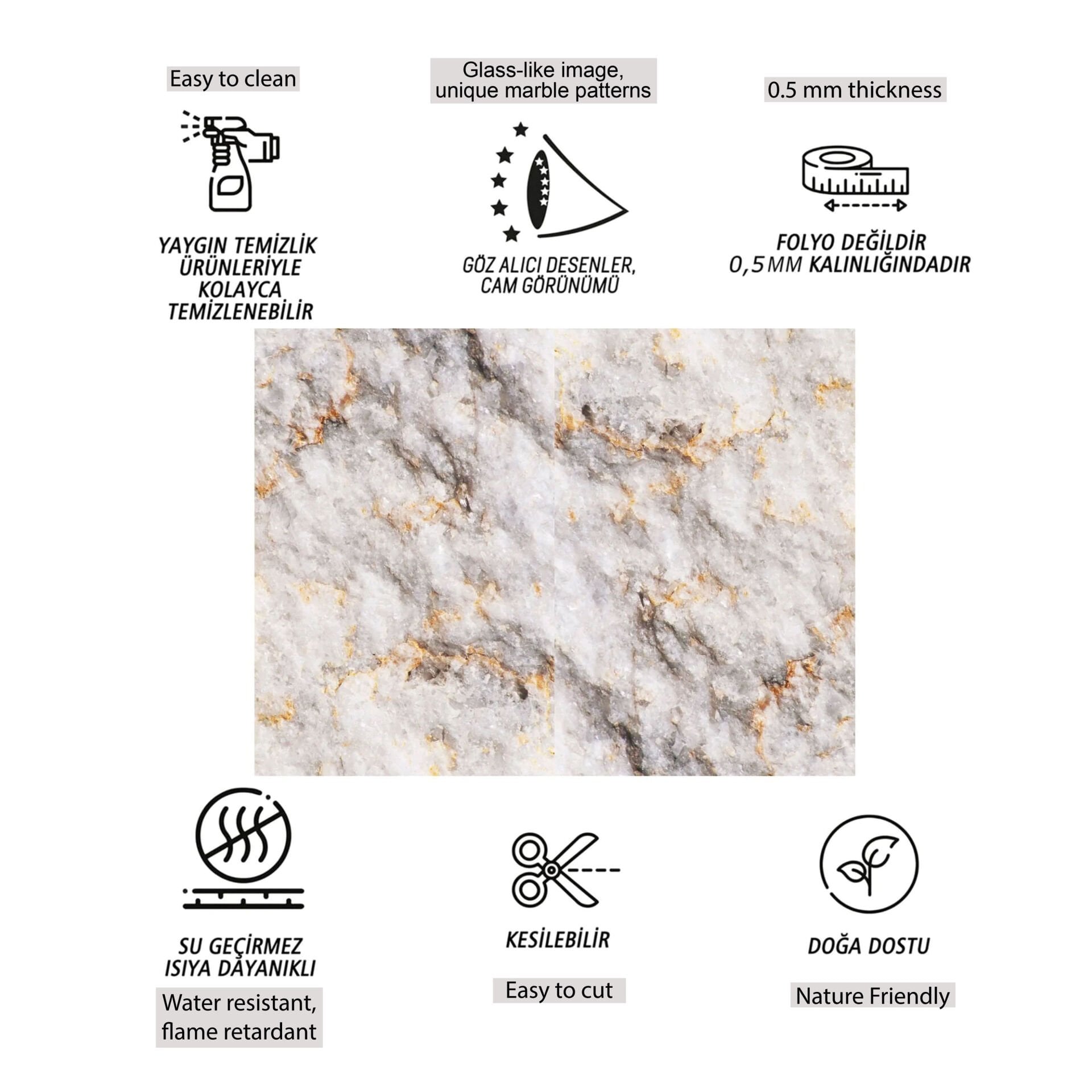 Tink Gold Mermer Desenli Panel Pvc 41X62 cm 1 m² (4 Adet)