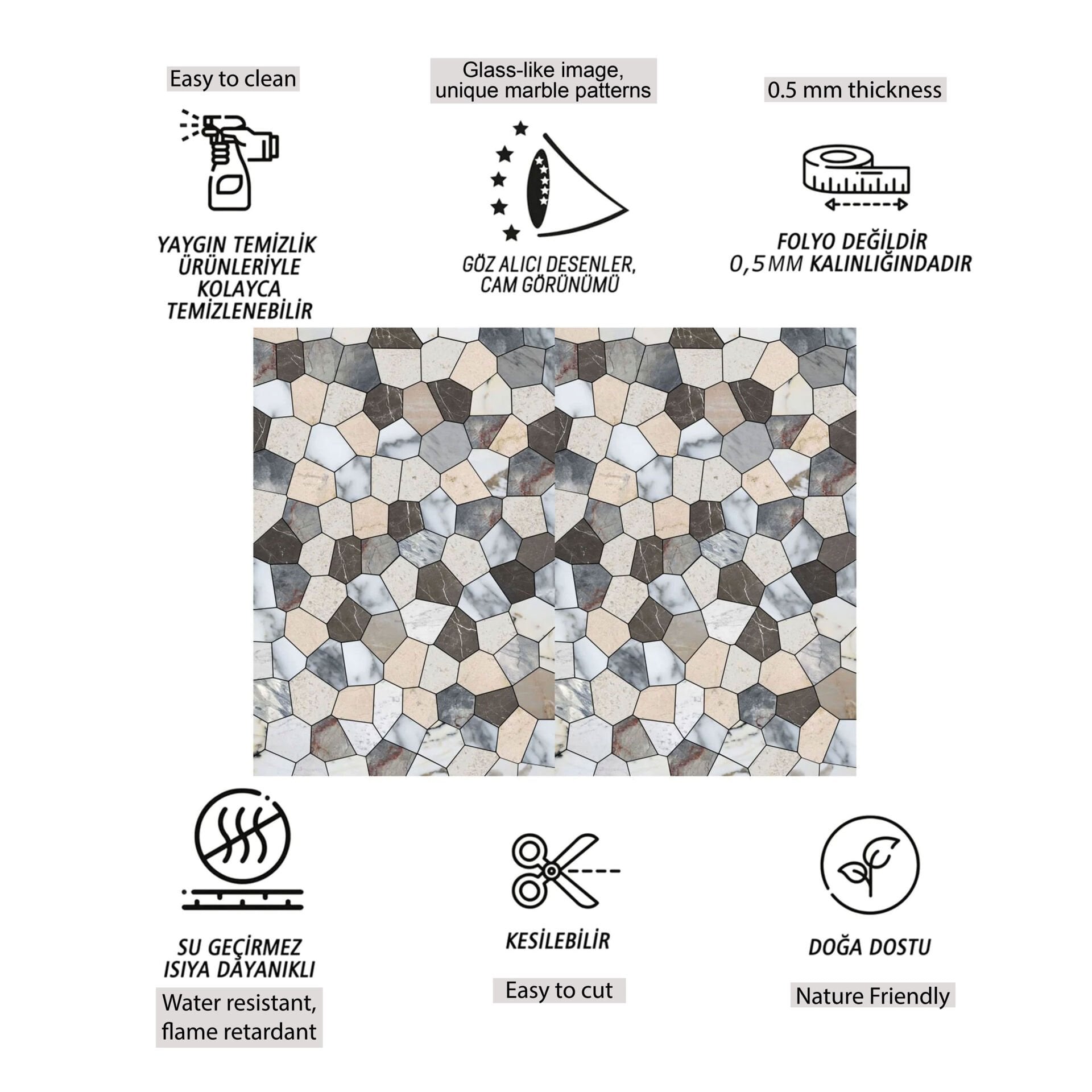 Tink Çatlak Mermer Görünümlü Panel Pvc 41X62 cm 1 m² (4 Adet)