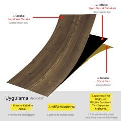 Tink Kendinden Yapışkanlı Parke Kaplama Antik Ahşap Desenli PVC Yer Döşemesi 25x80 cm