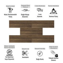 Tink Kendinden Yapışkanlı Parke Kaplama Antik Ahşap Desenli PVC Yer Döşemesi 25x80 cm