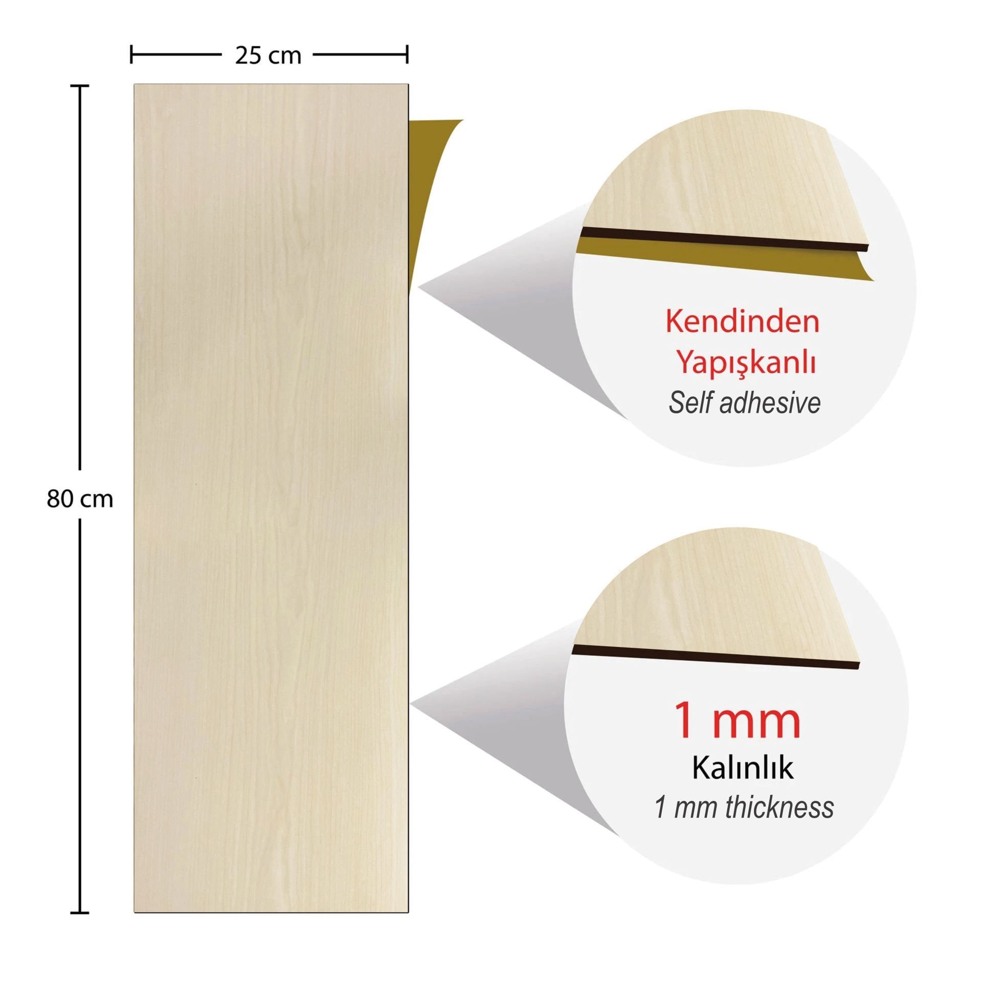 Tink Kendinden Yapışkanlı Parke Kaplama Beyaz Huş Ahşap Desenli PVC Yer Döşemesi 25x80 cm 5 Adet 1 m²