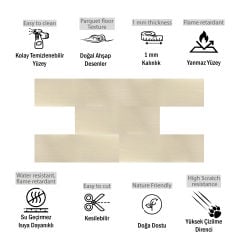 Tink Self-Adhesive White Birch Wood Patterned PVC Flooring 25x80 cm / 5 Pieces / 1 m²