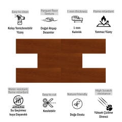 Tink Kendinden Yapışkanlı Altın Meşe Ahşap Desenli PVC Parke 25x80 cm / 5 Adet / 1 m²