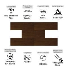 Tink Kendinden Yapışkanlı Teak Ahşap Desenli PVC Parke 25x80 cm / 5 Adet / 1 m²