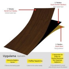 Tink Kendinden Yapışkanlı Teak Ahşap Desenli PVC Parke 25x80 cm / 5 Adet / 1 m²