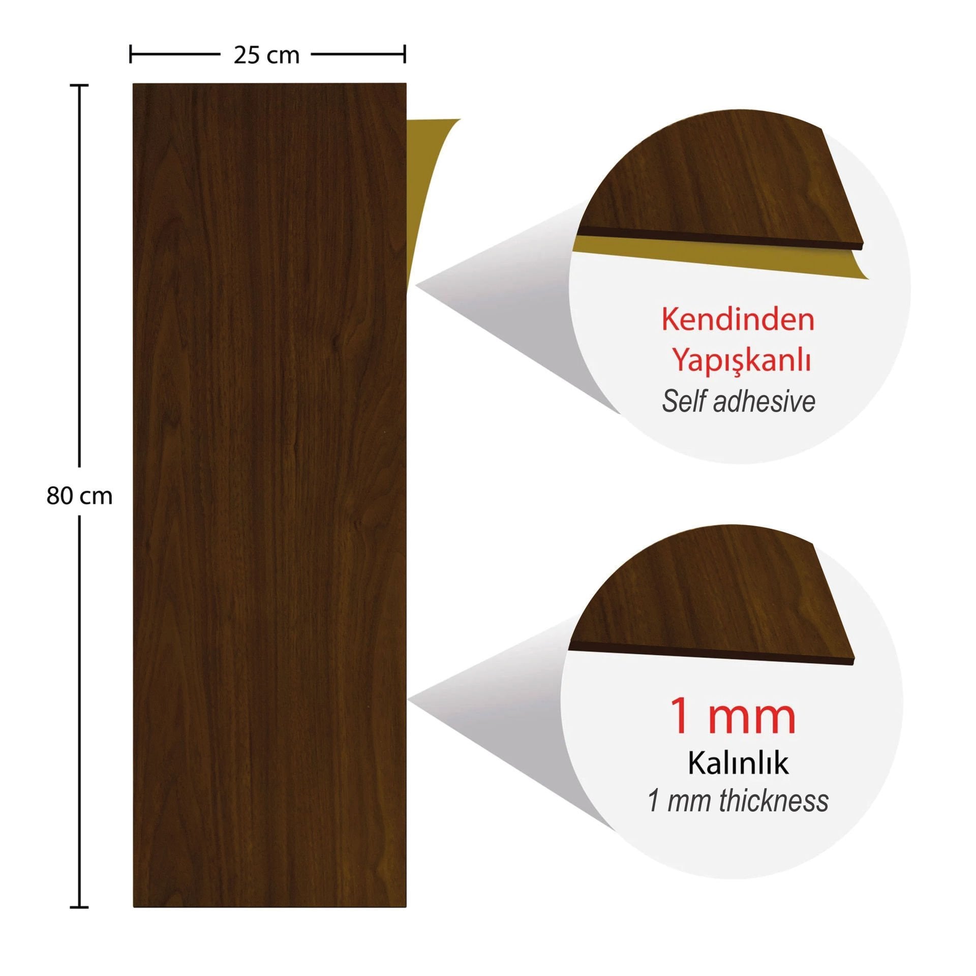 Tink Kendinden Yapışkanlı Parke Kaplama Teak Ahşap Desenli PVC Yer Döşemesi 25x80 cm 5 Adet 1 m²