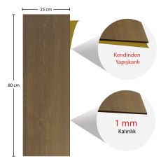 Tink Kendinden Yapışkanlı Parke Kaplama Ceviz Ahşap Desenli PVC Yer Döşemesi 25x80 cm