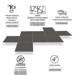 Kendinden Yapışkanlı Soft Saten 112 Koyu Düz Renkli Mat PVC Karo / 1 mm Kalınlık / 1 m² / 32x32 cm