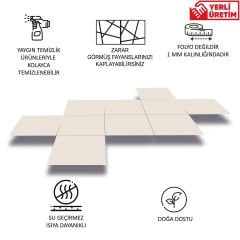 Kendinden Yapışkanlı Soft Pudra 101 Düz Renkli Mat PVC Karo / 1 mm Kalınlık / 1 m² / 32x32 cm