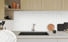 Tink Self Adhesive White Herringbone Patterned 30x30 cm PVC Tile Covering