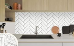 Tink Self Adhesive White Large Herringbone Patterned 30x30 cm PVC Tile Covering 0.36 m2 (4 Pieces)