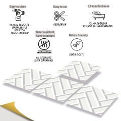 Tink Self Adhesive White Large Herringbone Patterned 30x30 cm PVC Tile Covering 0.36 m2 (4 Pieces)