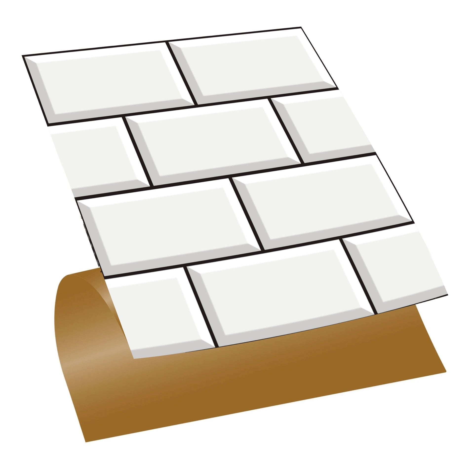 Tink Kendinden Yapışkanlı Büyük Beyaz Koyu Derzli Metro Desenli 30x30 cm Pvc Karo Kaplama 1 m2 (11 Adet)