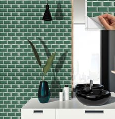 Tink Self Adhesive Emerald Metro Patterned 30x30 cm PVC Tile Covering