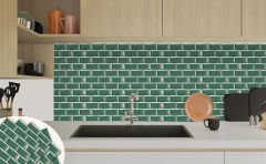 Tink Self Adhesive Emerald Metro Patterned 30x30 cm PVC Tile Covering 0.36 m2 (4 Pieces)