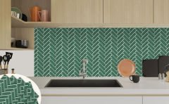 Tink Kendinden Yapışkanlı Zümrüt Balıksırtı Desenli 30x30 cm Pvc Karo Kaplama 1 m2 (11 Adet)