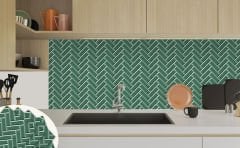Tink Kendinden Yapışkanlı Zümrüt Balıksırtı Desenli 30x30 cm Pvc Karo Kaplama 1 m2 (11 Adet)