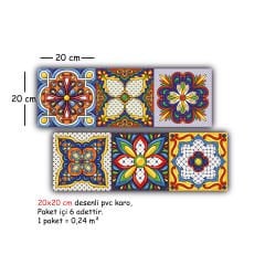 Tink Kendinden Yapışkanlı Karnaval Desenli Pvc Karo Kaplama