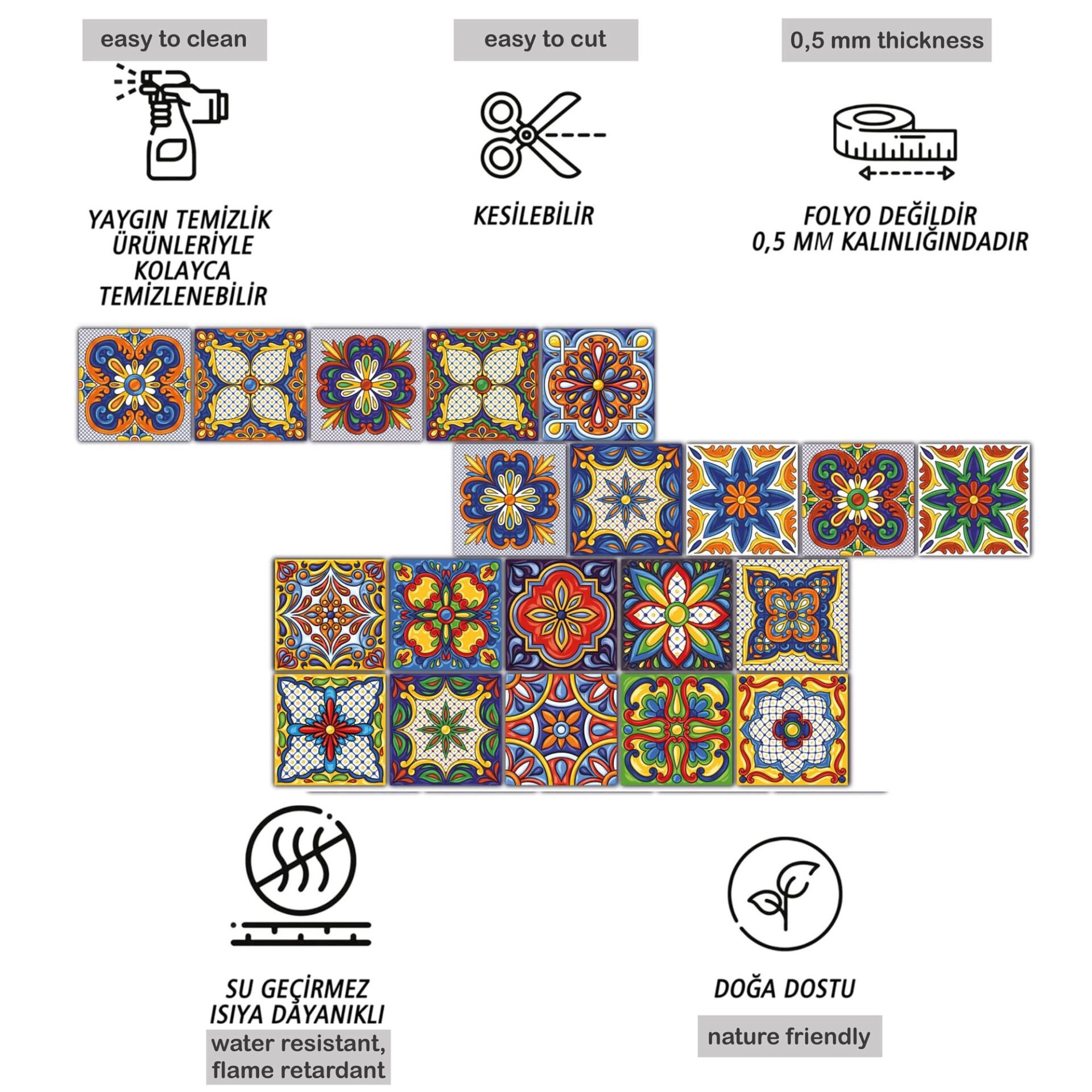 Tink Kendinden Yapışkanlı Karnaval Desenli Pvc Karo Kaplama