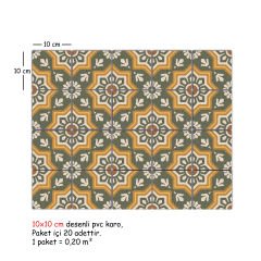 Tink Self Adhesive Green Star Metric Patterned PVC Tile Covering