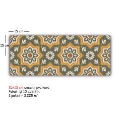 Tink Self Adhesive Green Star Metric Patterned PVC Tile Covering