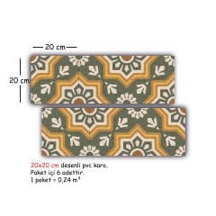 Tink Kendinden Yapışkanlı Yeşil Yıldız Metraj Desenli Pvc Karo Kaplama