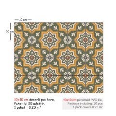 Tink Kendinden Yapışkanlı Yeşil Yıldız Metraj Desenli Pvc Karo Kaplama