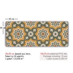 Tink Kendinden Yapışkanlı Yeşil Yıldız Metraj Desenli Pvc Karo Kaplama