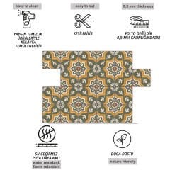 Tink Kendinden Yapışkanlı Yeşil Yıldız Metraj Desenli Pvc Karo Kaplama